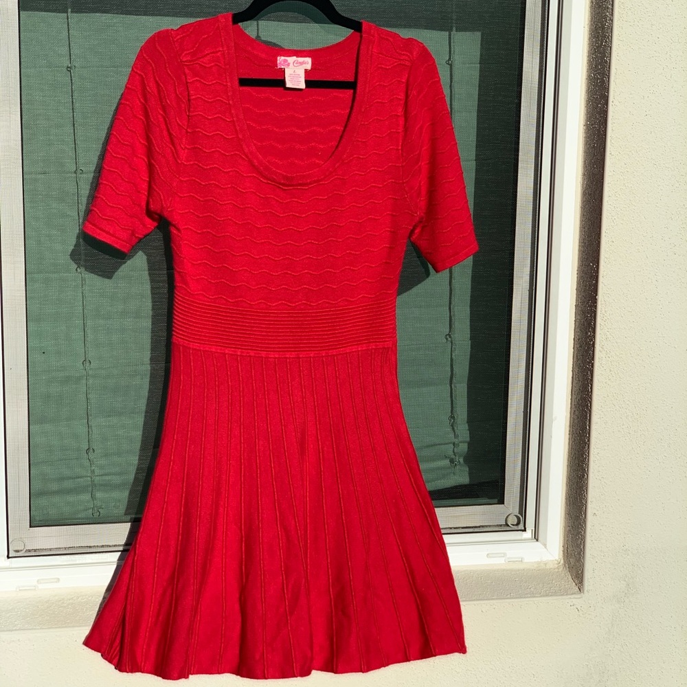 CANDIES Red Short Sleeve Flare Dress